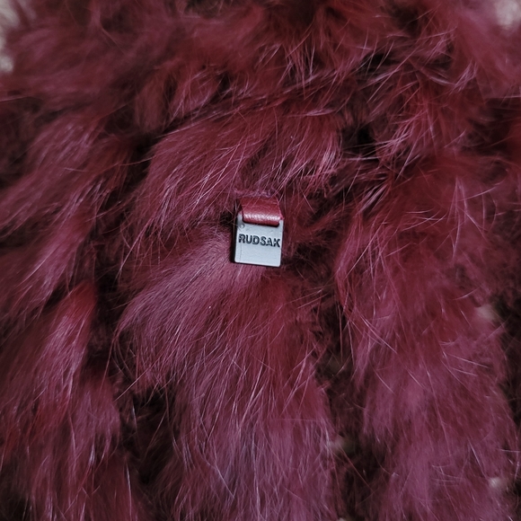 RUDSAK knit rabbit fur vest ombre colour deep red to black - Picture 6 of 12